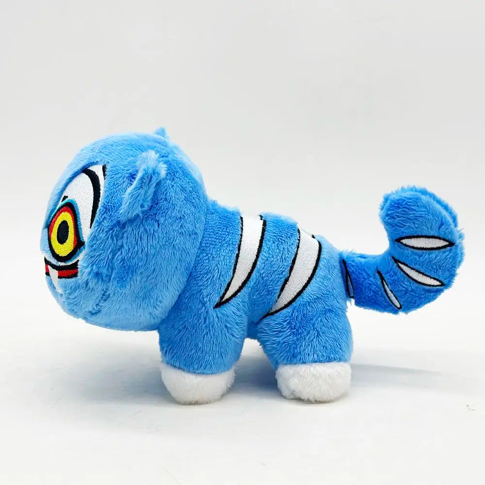 Demon Hunter Blue Tiger Plush Toy, 7.9 in (20 cm) Kawaii Soft Cat Pillow Gift for Kids & Teens