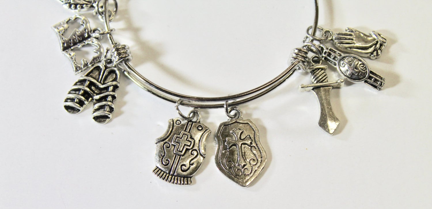 Full Armor of God Expanding Bangle Charm Bracelet, Gift For Her, Teen Gift, Christian Jewelry Gift, Bible Verse Jewelry, Scripture Gift